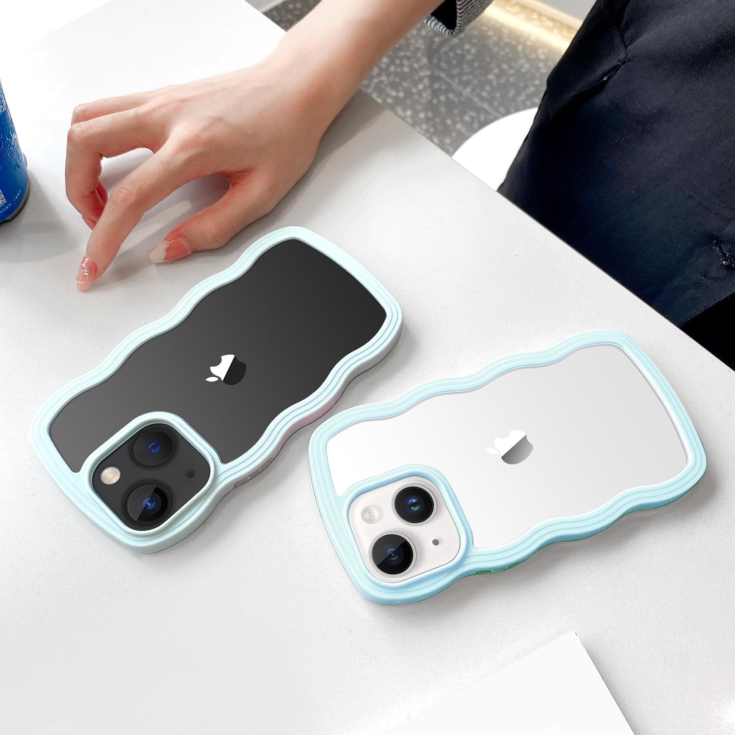 3D Curly Wave TPU Transparent Colorful Frame Bumper Case